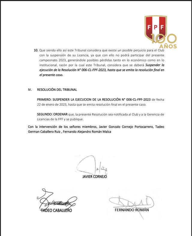 FPF decidió suspender la resolución que quitaba la Licencia 'A' a Deportivo Municipal. Foto: FPF   