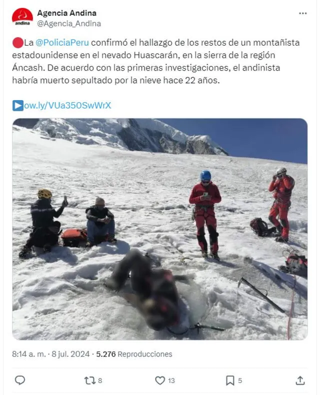 <em> Imagen real del rescate del cuerpo de William Stampfl. Foto: captura de X</em>   