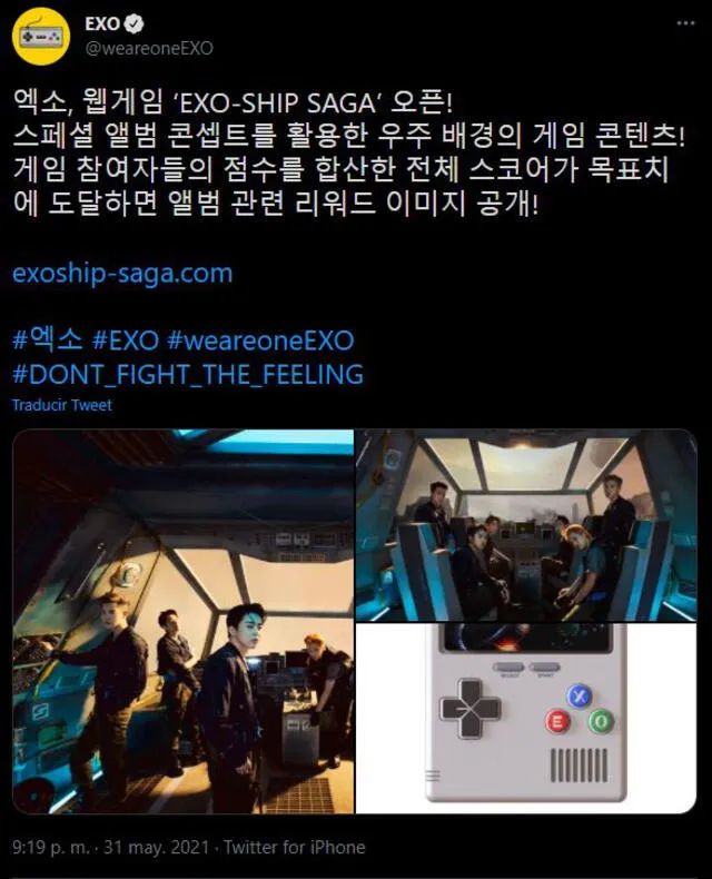Post de SM sobre EXO-SHIP Saga. Foto: captura Twitter