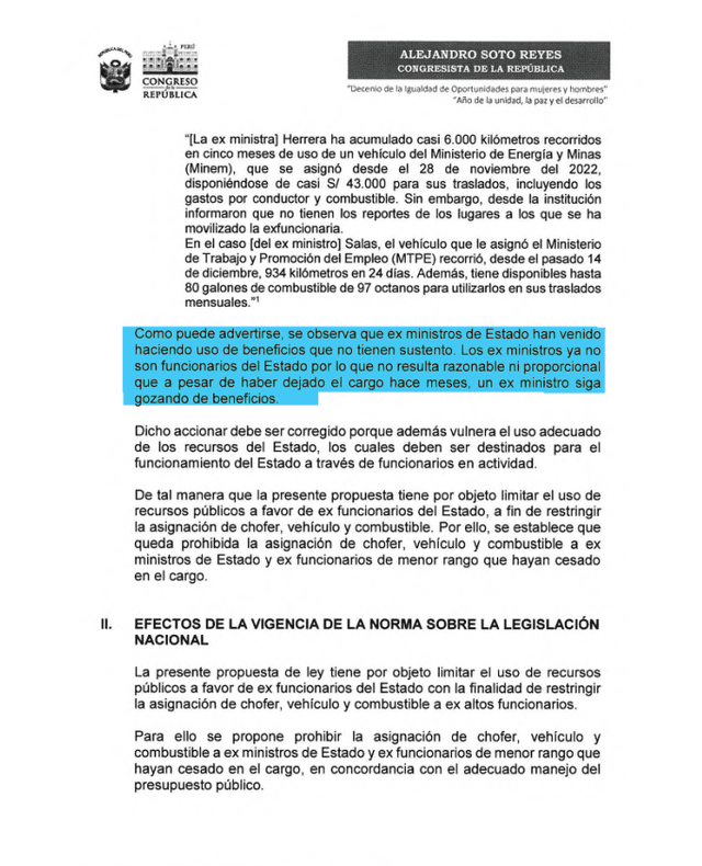  Alejandro Soto presenta proyecto de ley que busca quitar beneficios a los exministros. Foto: Congreso    