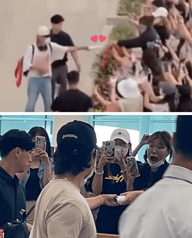 BTS: Taehyung se detuvo en el aeropuerto para brindarle un obsequio a una fan afortunada