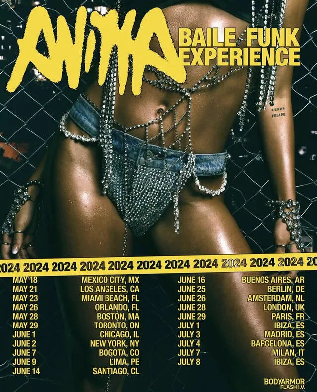  Anitta mostró lo países que visitará como parte de su tour. Foto: Instagram/Anitta   