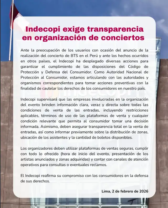 Comunicado de INDECOPI   
