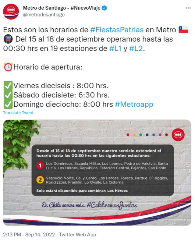 ¿A qué hora abre el metro en feriado?: este es el horario en Santiago por Fiestas Patrias 2022