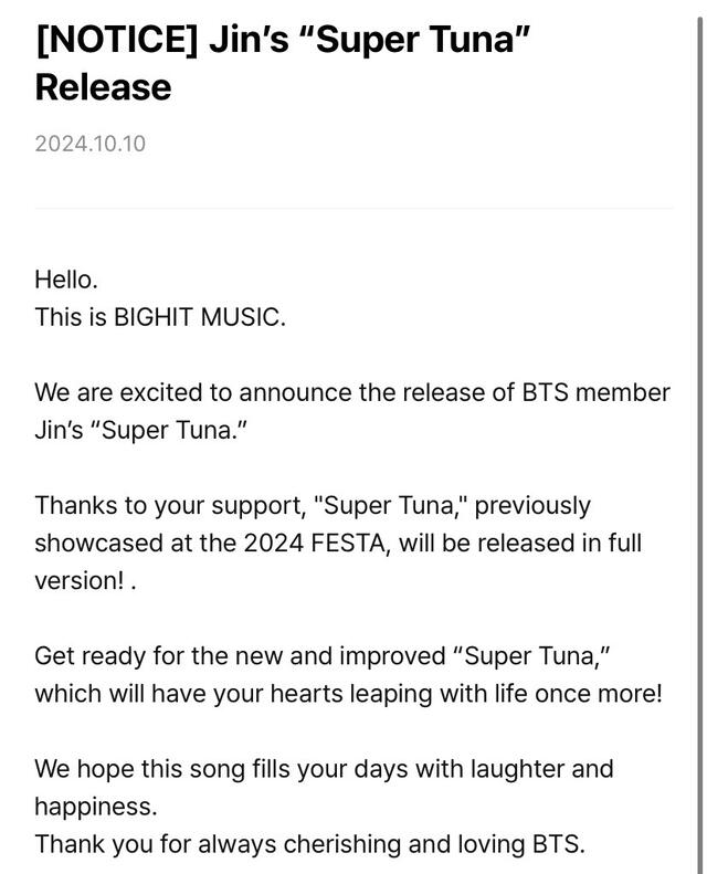 Comunicado de Bighit. Foto: Bighit Music Comunicado de Bighit. Foto: Bighit Music