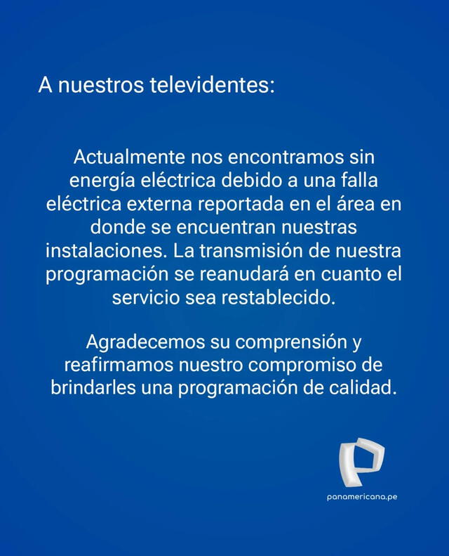  Comunicado de Panamericana Televisión. Foto: Facebook   