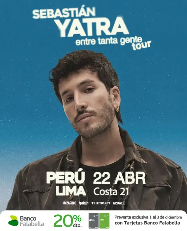 Sebastián Yatra en Lima. Foto: Teleticket Sebastián Yatra en Lima. Foto: Teleticket