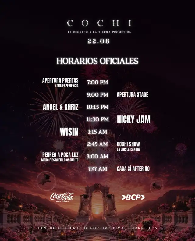 Horarios para el COCHI 2026. Horarios para el COCHI 2026.