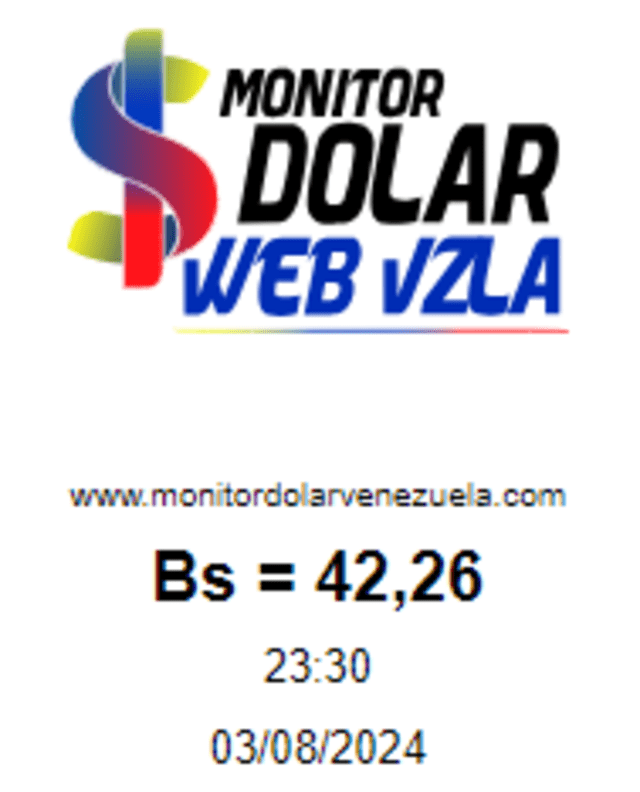  Monitor Dólar: tipo de cambio del dólar hoy, 3 de agosto de 2024. Foto: monitordolarweb    