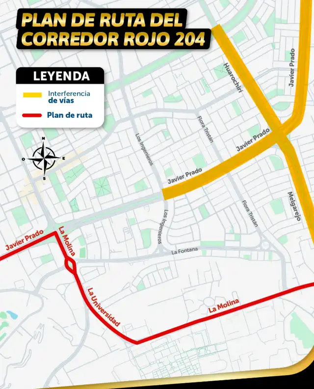  Plan de ruta del Corredor Rojo 204. Foto: ATU    