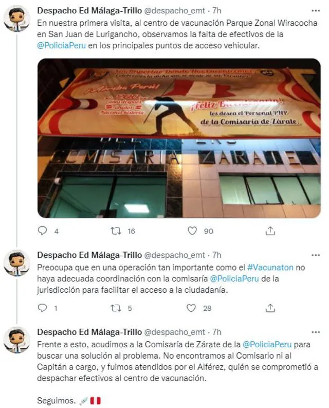 Foto: captura Twitter del despacho del congresista Edward Málaga