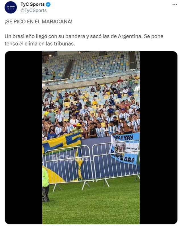 Incidentes en la previa al Brasil vs. Argentina. Foto: captura de TyC Sports/X   