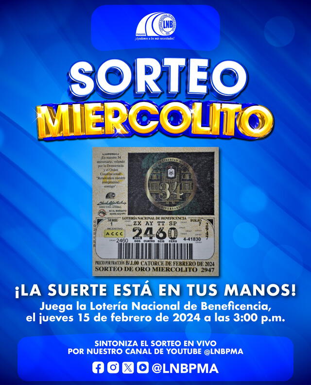 Lotería nacional de panamá | sorteo miercolito