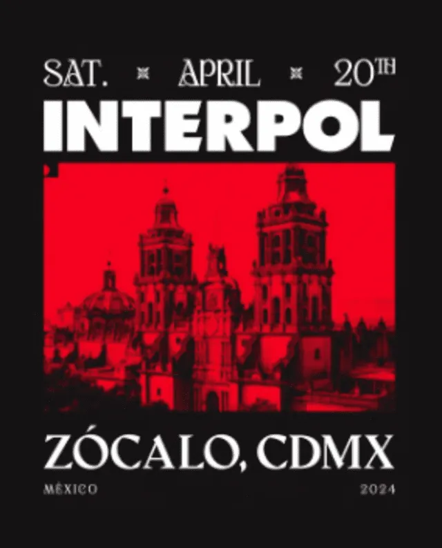 Así anunció Interpol su concierto gratuito en México para este 20 de abril. Foto: Instagram/Interpol   