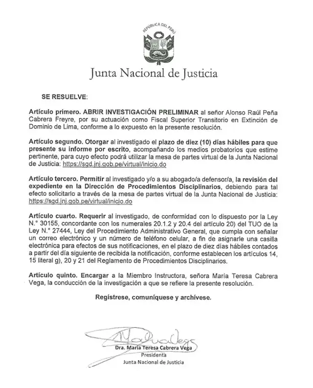 Resolución de la JNJ Peña Cabrera Resolución de la JNJ Peña Cabrera