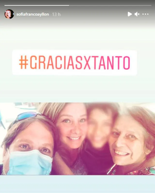 Sofía Franco se reunió con su hijo y familia tras salir libre de su detención. Foto: Sofía Franco Instagram