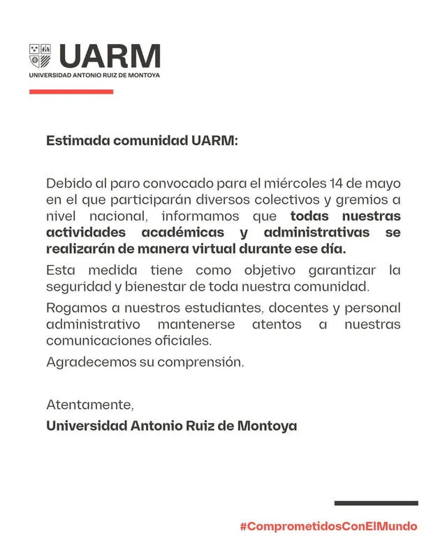 Comunicado UARM Comunicado UARM