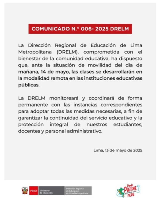Comunicado Minedu Comunicado Minedu