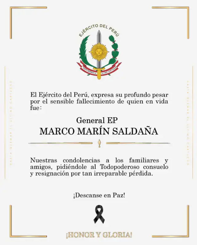 Comunicado sobre el fallecimiento del general del EP. Foto: X