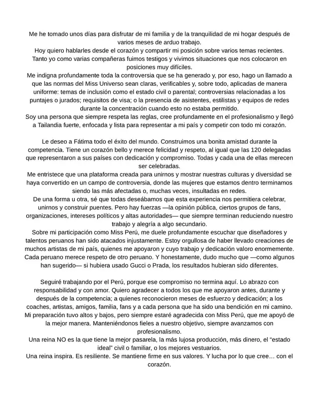 Comunicado de Karla Bacigalupo. Foto: Instagram   