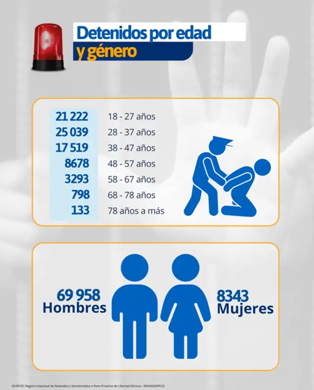 Jóvenes entre 28 y 37 años concentran mayor número de detenciones  