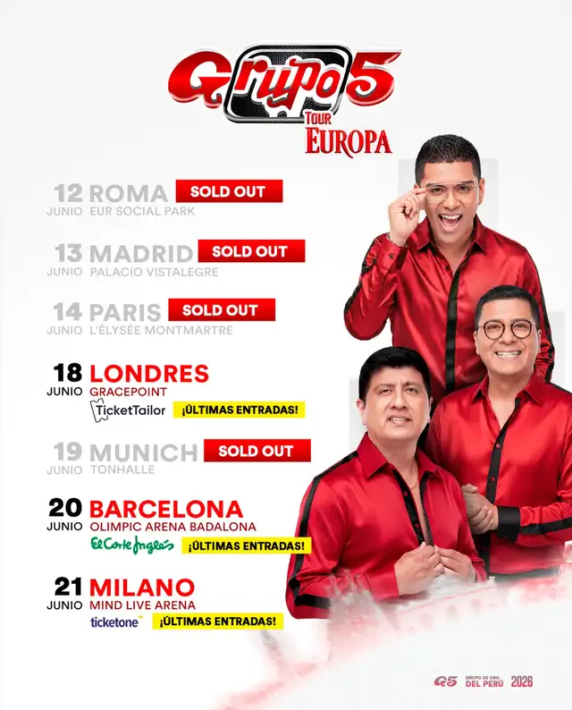 La gira de Grupo 5 por Europa. Foto: difusión La gira de Grupo 5 por Europa. Foto: difusión