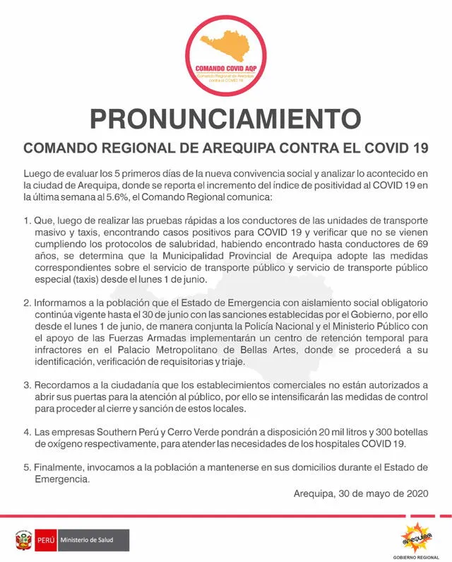 Pronunciamiento Comando Covid