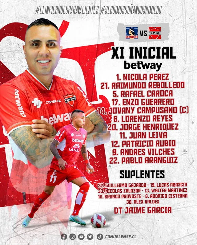  Formación inicial de los diablos rojos. Foto: Ñublense   