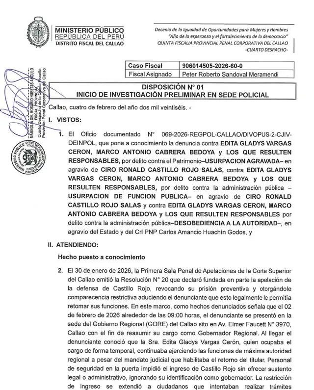 Denuncia contra Edita Vargas | Foto: Ministerio Público. Denuncia contra Edita Vargas | Foto: Ministerio Público.