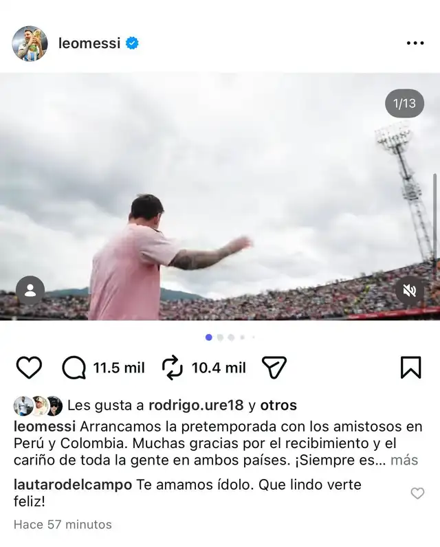  Mensaje de Lionel Messi tras jugar contra Alianza Lima en Matute. Foto: Instagram/Lionel Messi   