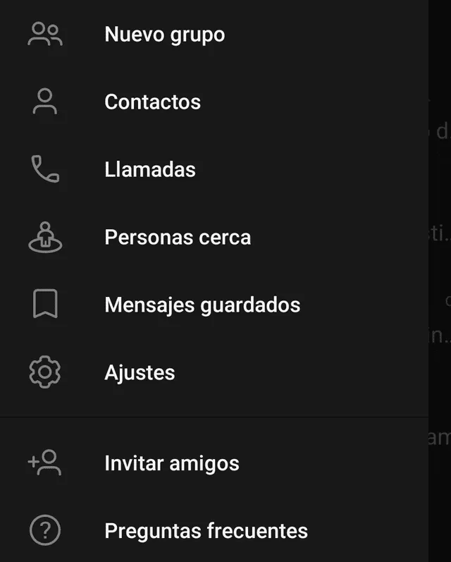 Menú de ajustes de Telegram. Foto: La República Menú de ajustes de Telegram. Foto: La República