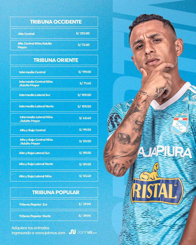 Precio de las entradas para el partido Sporting Cristal vs. Universitario. Foto: Twitter