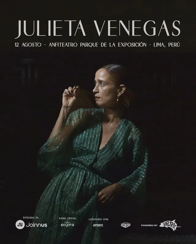  Banner oficial del concierto de Julieta Venegas. Foto: Twitter   