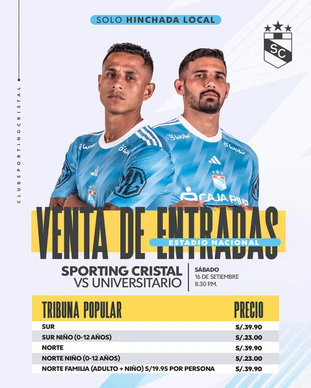 Entradas para el partido ante Universitario. Foto: Sporting Cristal   