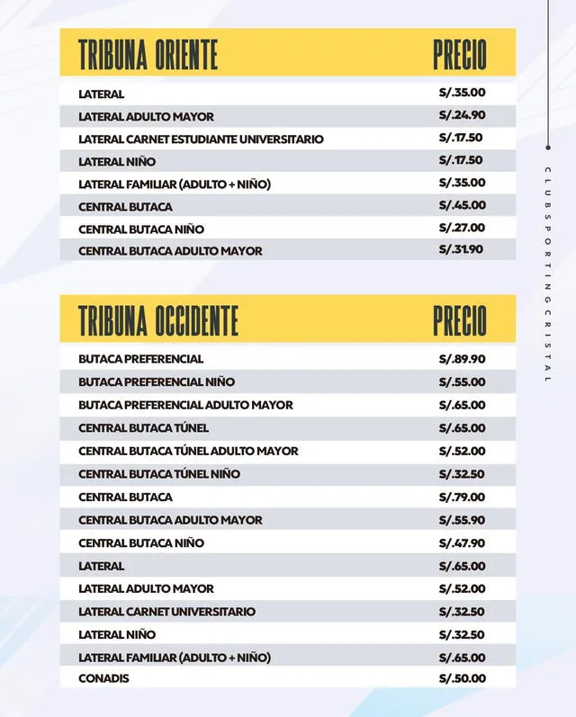 Precio de las entradas al partido contra Sport Huancayo. Foto: Sporting Cristal   