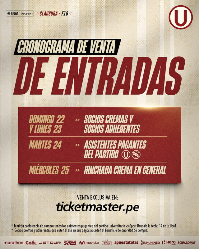 Venta de entradas partido Universitario vs. Sport Huancayo. <strong>Foto: Universitario</strong>   