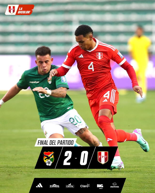 Perú cayó ante Bolivia por la fecha 5 de las Eliminatorias Sudamericanas 2026 en La Paz. Foto: La Bicolor   