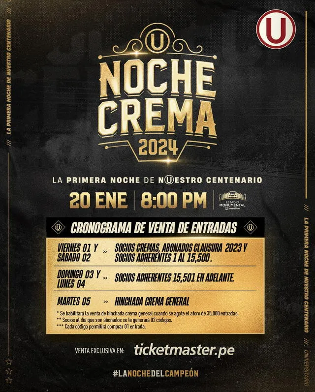 Universitario presentó d emanera oficial la Noche Crema 2024.<strong> Foto: Universitario</strong>   