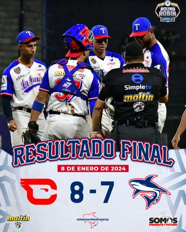 Así culminó el último encuentro de Tiburones por el Round Robin de la LVBP 2024. Foto: LVBP Oficial/X   