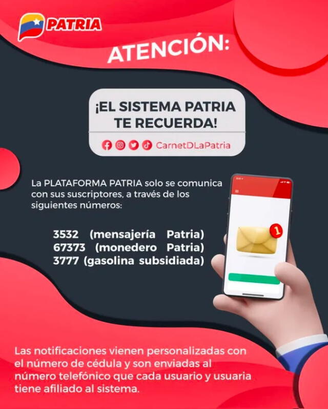 Revisa los números por los cuales informa el Gobierno venezolano. Foto: Carnet de la Patria   