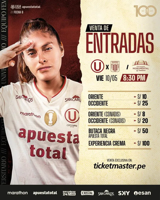 Precios de las entradas para el clásico ante Alianza Lima. Foto: Fútbol Femenino de Universitario   