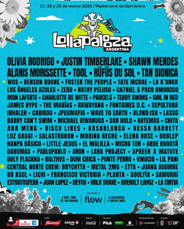  Ya fue revelado el line-up del Lollapalooza Argentina 2025. Foto: Instagram.    