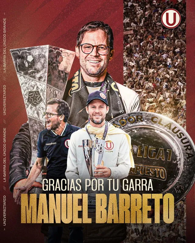 Con Barreto como director deportivo, la 'U' ganó los títulos nacionales del 2023 y 2024. Foto: Universitario Con Barreto como director deportivo, la 'U' ganó los títulos nacionales del 2023 y 2024. Foto: Universitario