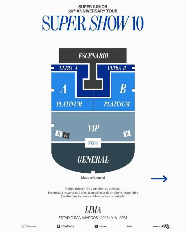 Zonas para el concierto de Super Junior. Foto: Instagram Zonas para el concierto de Super Junior. Foto: Instagram