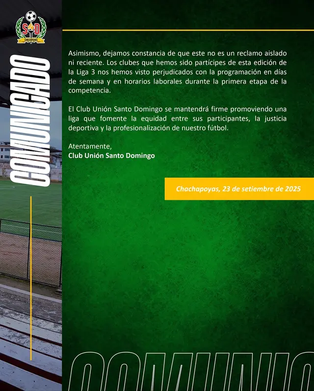 comunicado Unión Santo Domingo comunicado Unión Santo Domingo