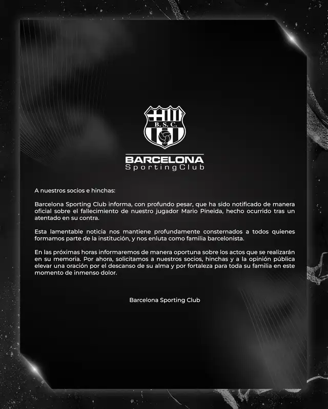 Comunicado de Barcelona SC. Foto: X/Barcelona SC. Comunicado de Barcelona SC. Foto: X/Barcelona SC.