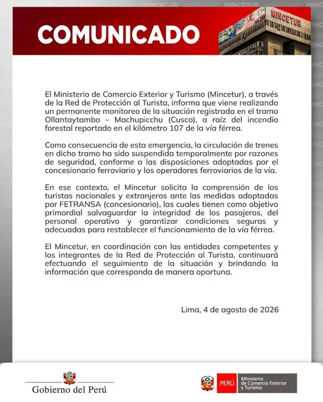 Comunicado del Mincetur Comunicado del Mincetur