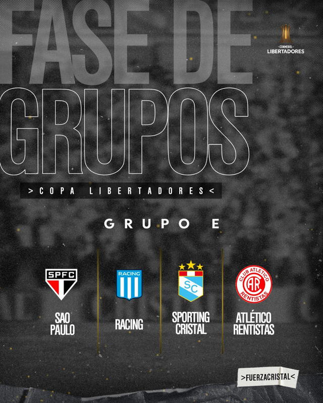 Cristal se encuentra en el Grupo E de la Copa Libertadores 2021. Foto: Twitter @ClubSCristal