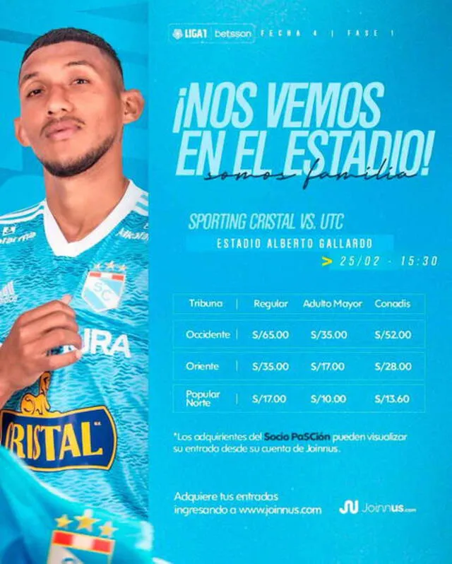 Costo de las entradas. Foto: Sporting Cristal