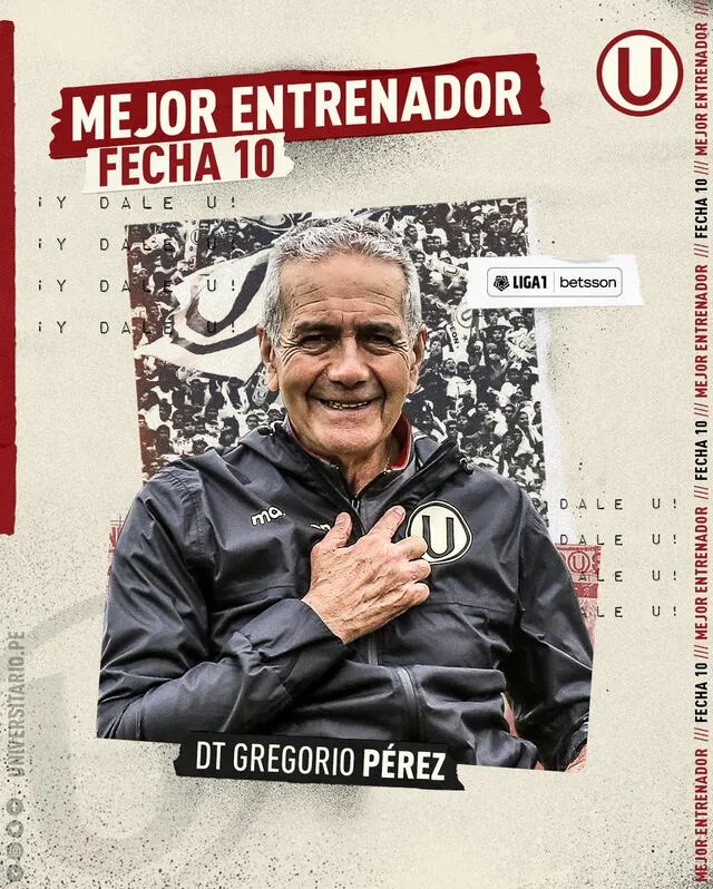 Universitario saludó la elección de Gregorio Pérez como mejor entrenador de la fecha 10. Foto: Universitario.